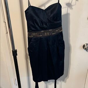 City Studio Black Mini Dress with Beaded Waist